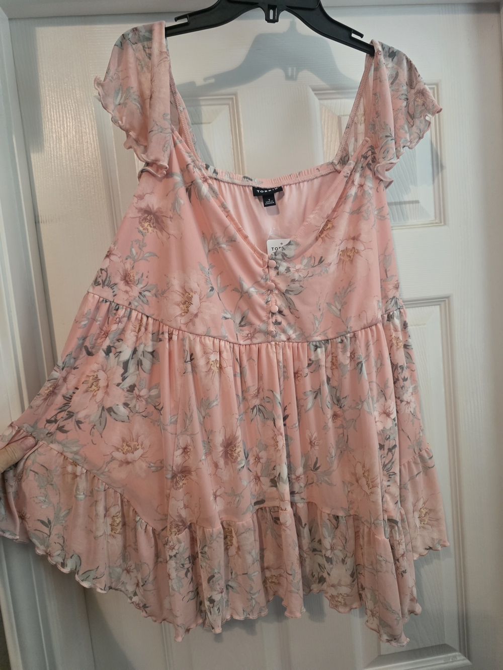 torrid Pink Floral Tiered Ruffle Tunic